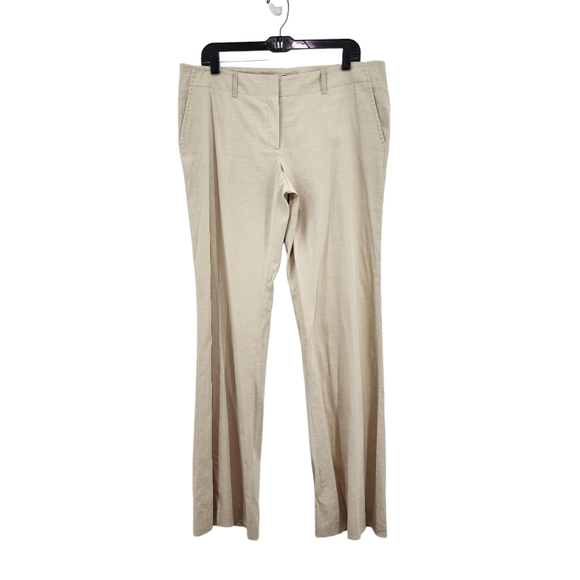 Elie Tahari Women's Plus Jillie Linen Blend Flare Pants Sandpiper - 14 - Picture 1 of 7
